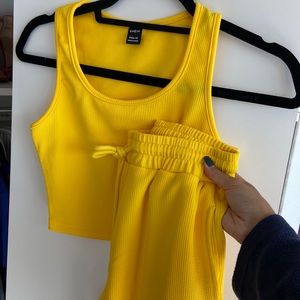 Bright Yellow Jogger/ Crop top Set